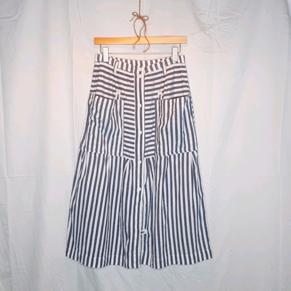 Vintage Button Front Midi Skirt